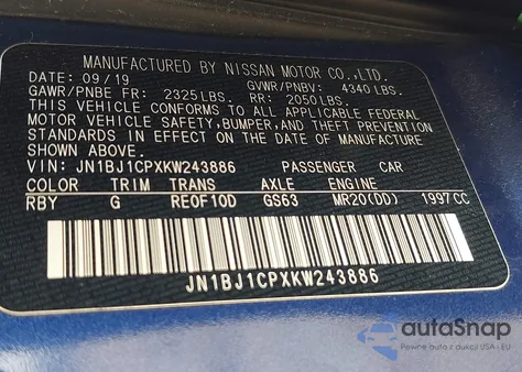 2019 Nissan Rogue Sport S из США, поврежденный, VIN JN1BJ1CPXKW243886